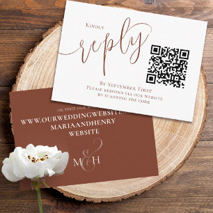 Simple Terracotta Calligraphy Reply QR Code Enclosure Card