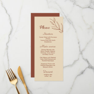 Simple terracotta floral wedding menu