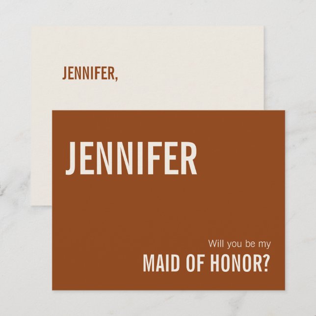 Simple Terracotta Maid of Honour Proposal Card (Front/Back)