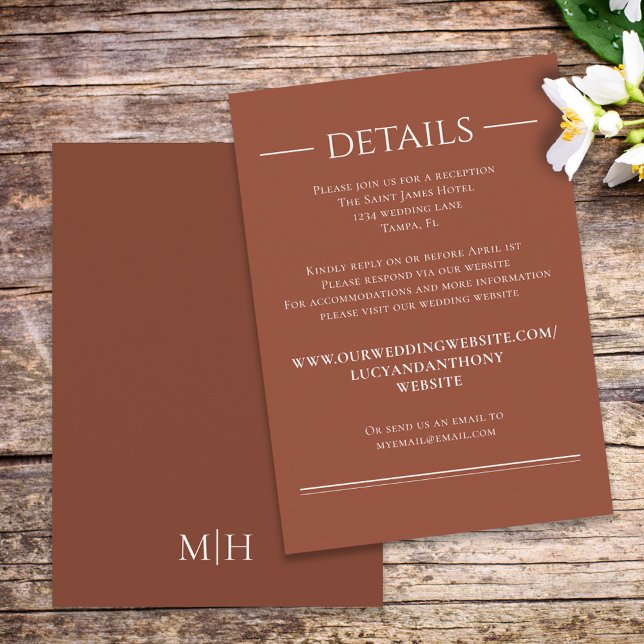 Simple Terracotta Minimalist Website Detail's RSVP Enclosure Card (Creator Uploaded)