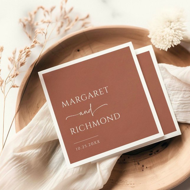 Simple Terracotta Modern Minimalist Wedding Napkin (Creator Uploaded)