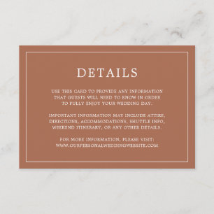 Simple Terracotta Monogram Elegant Wedding Enclosure Card