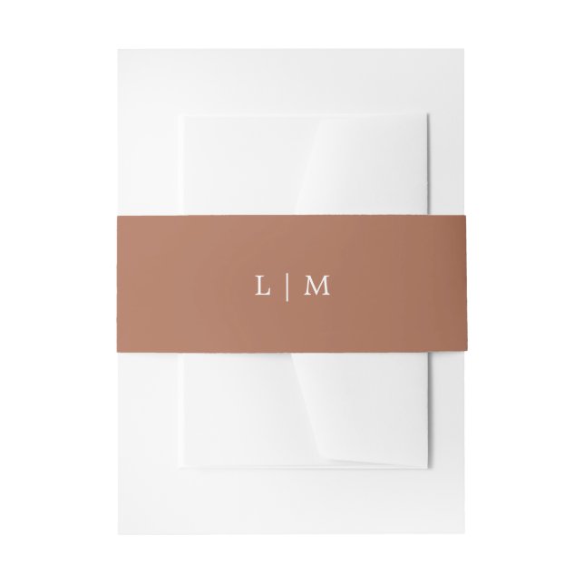 Simple Terracotta Monogram Elegant Wedding Invitation Belly Band (Front Example)