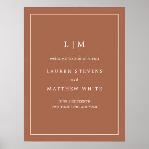 Simple Terracotta Monogram Elegant Wedding Poster