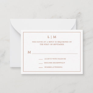 Simple Terracotta Monogram Mini Wedding RSVP Card