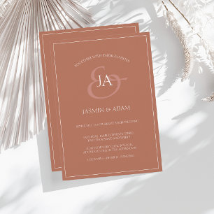 Simple Terracotta Monogram Wedding Invitation