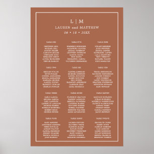 Simple Terracotta Monogram Wedding Seating Chart