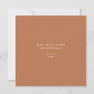 Simple Terracotta Square 75th Birthday Party Invitation