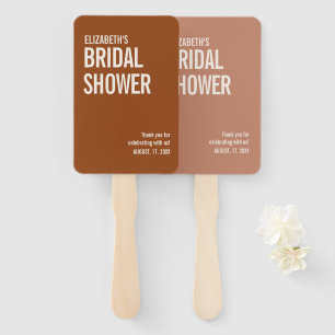 Simple Terracotta Typography Bridal Shower  Hand Fan