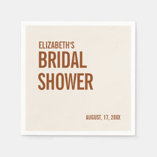 Simple Terracotta Typography Bridal Shower Napkin