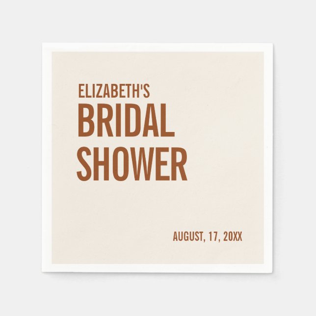 Simple Terracotta Typography Bridal Shower Napkin (Front)