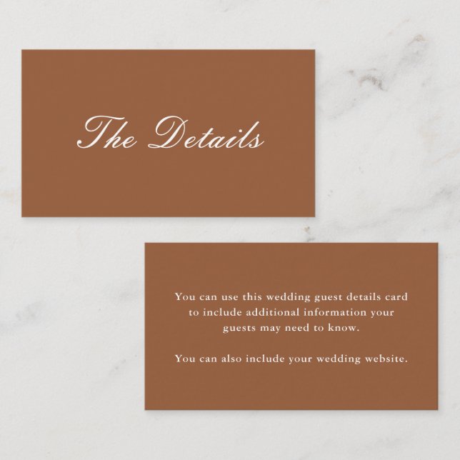 Simple Terracotta Wedding Guest Details Enclosure Card (Front/Back)