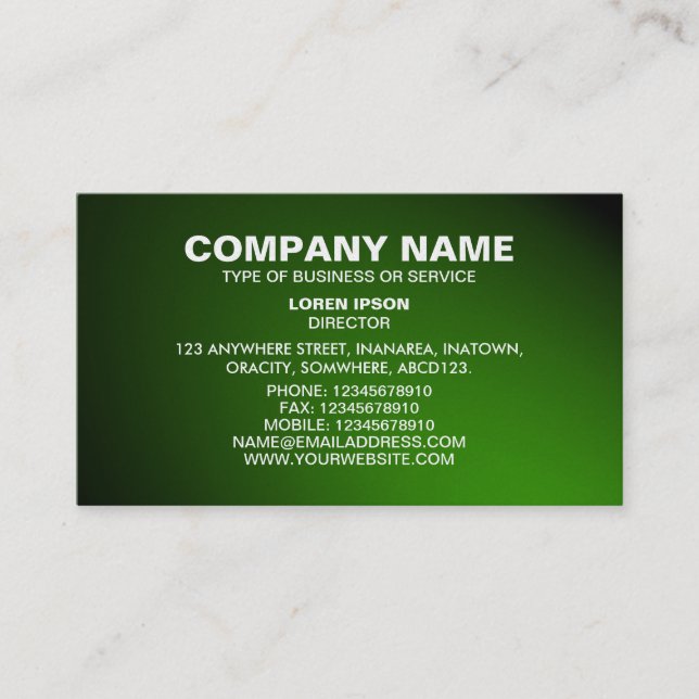 Simple Text 06 - Spotlit - Green (Gold) Business Card (Front)