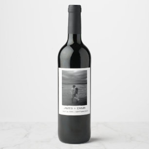 Simple Text and Photo Weeding Wine Label