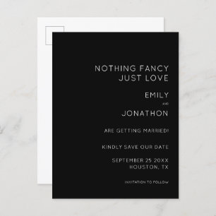 Simple Text Black Wedding Save The Date Announcement Postcard