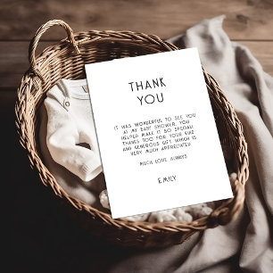 Simple Text Black White Baby Shower Thank You Card