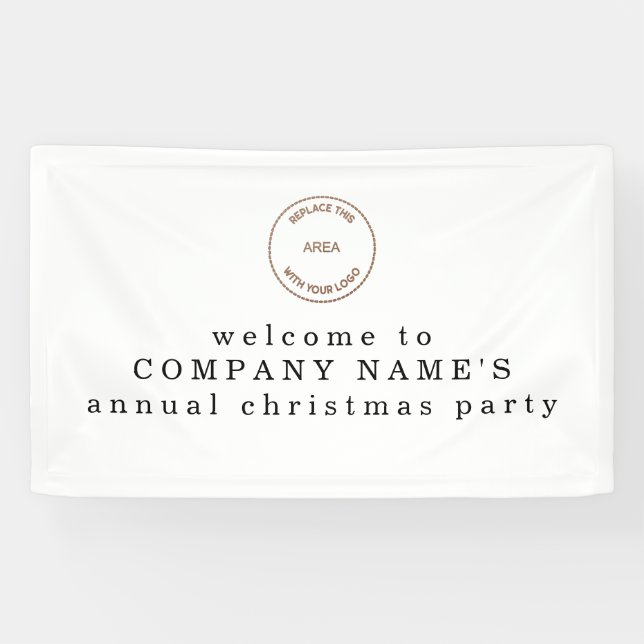 Simple Text Company Logo Welcome Christmas Party Banner (Horizontal)