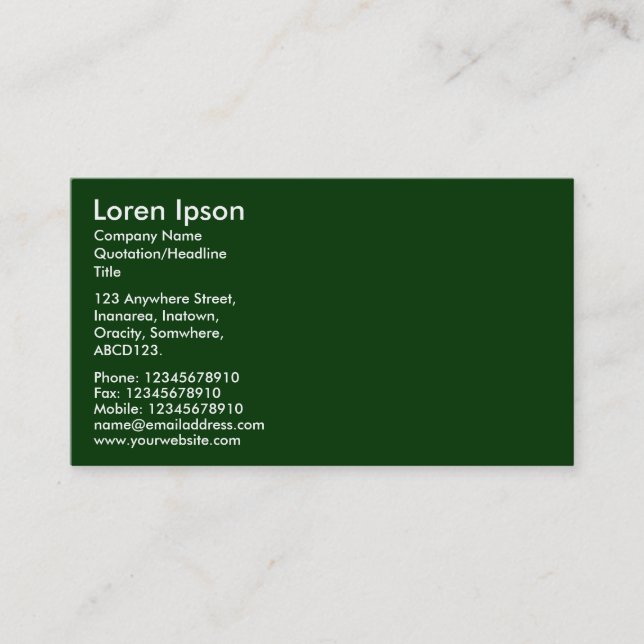 Simple Text - Dark Green Business Card (Front)