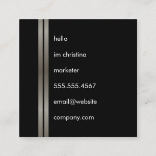 Simple Text Faux Metallic double Trim Square Business Card