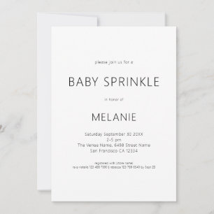 Simple Text Gender Neutral Baby Sprinkle Shower Invitation