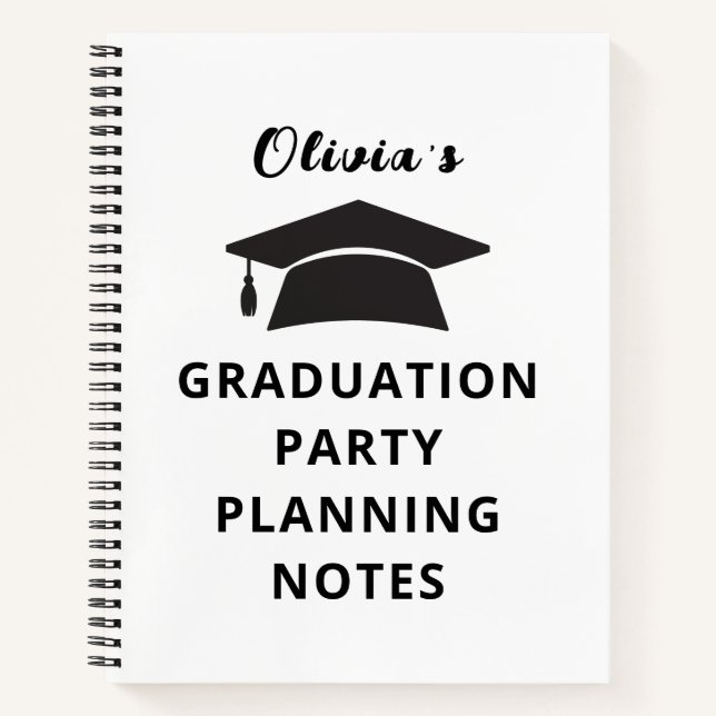 Simple Text  Graduation Party Planning  Notebook (Front)