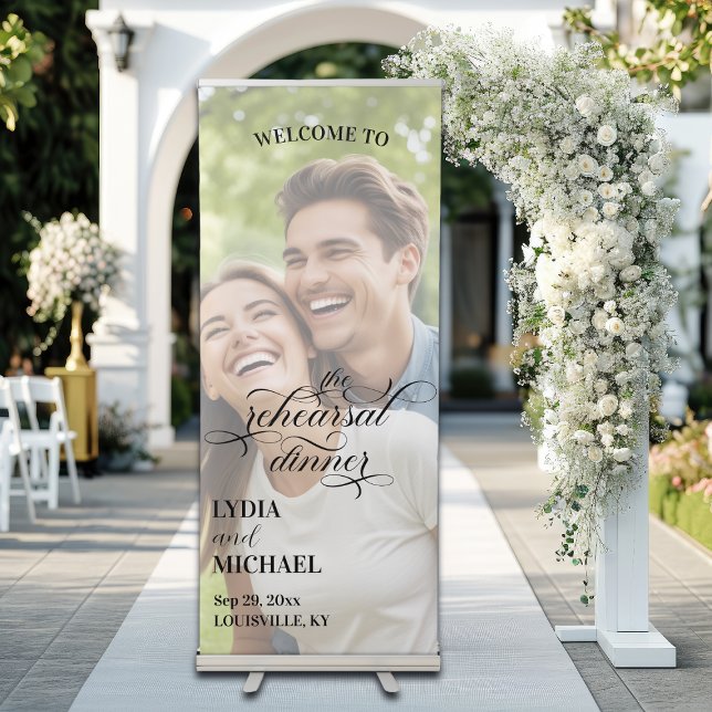 Simple Text Overlay Photo Rehearsal Dinner Retractable Banner (Creator Uploaded)