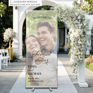 Simple Text Overlay Photo Rehearsal Dinner Retractable Banner
