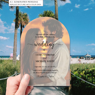 Simple Text Overlay Photo Wedding Acrylic Invitations
