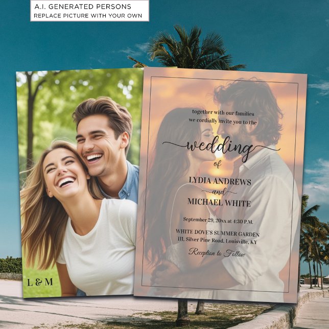 Simple Text Overlay Photo Wedding Invitation (Creator Uploaded)