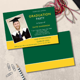 Simple Text Photo Yellow Green 2025 Graduation Invitation