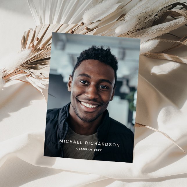 Simple Text | Vertical Two Photo Graduation Party Invitation (Creator Uploaded)