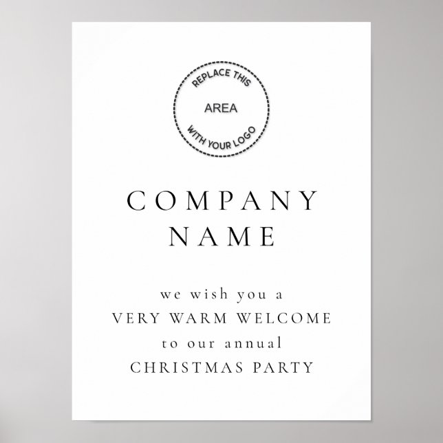 Simple Text Welcome Company Christmas Party Logo Poster (Front)