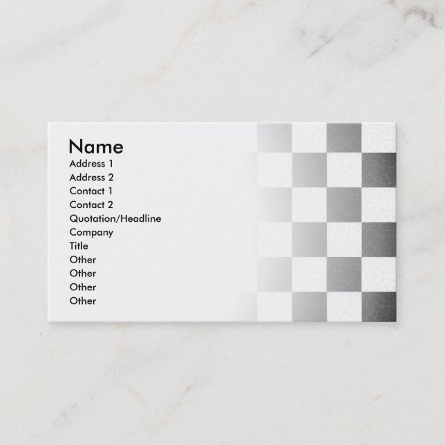 Simple textured chequerboard business card (Front)