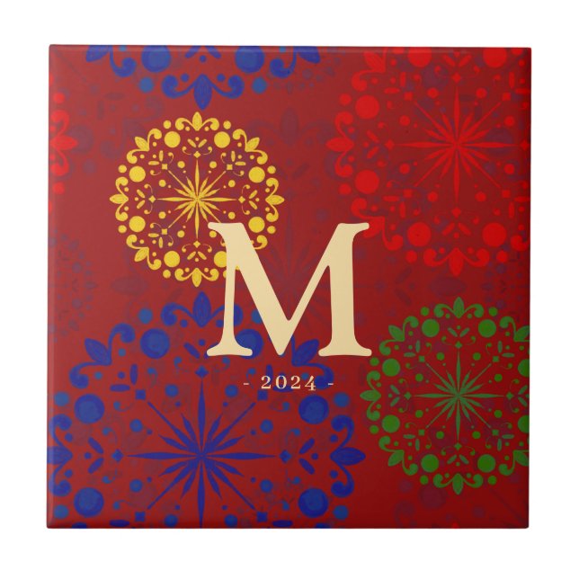 Simple textured snowy mandala tile (Front)