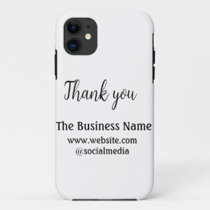 Simple thank you add business name details text t iPhone 11 case