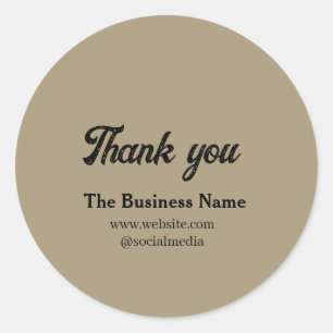 Simple thank you add business name details text t classic round sticker