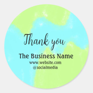 Simple thank you add business name details text t classic round sticker