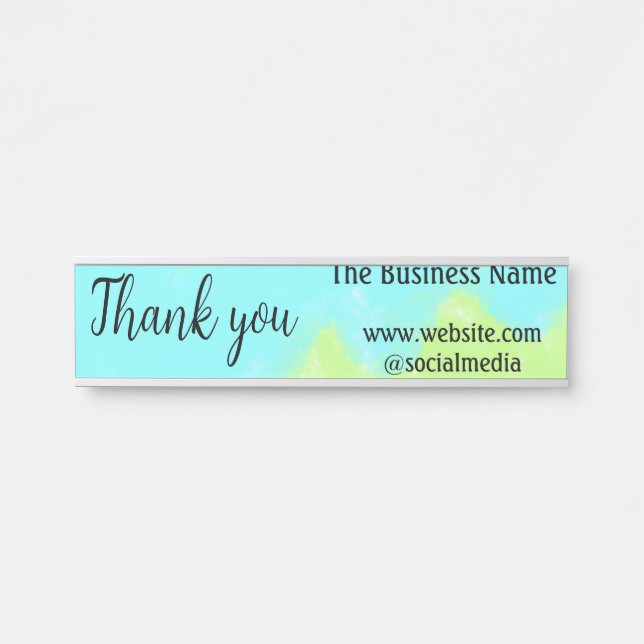 Simple thank you add business name details text  t door sign (Front)