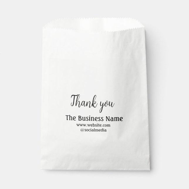 Simple thank you add business name details text  t favour bags (Front)