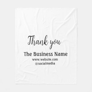 Simple thank you add business name details text  t fleece blanket