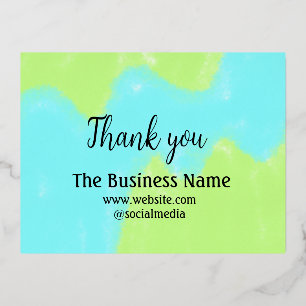 Simple thank you add business name details text t foil holiday postcard