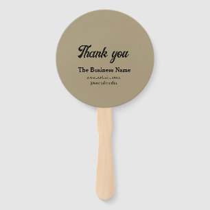 Simple thank you add business name details text t hand fan