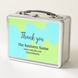 Simple thank you add business name details text t metal lunch box