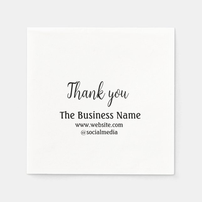 Simple thank you add business name details text  t napkin (Front)