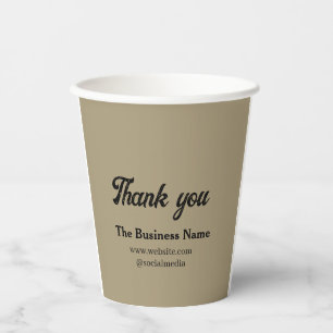 Simple thank you add business name details text t paper cups