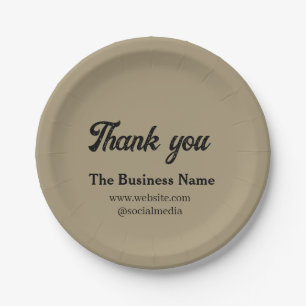 Simple thank you add business name details text t paper plate
