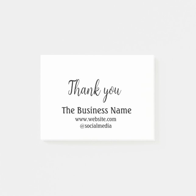 Simple thank you add business name details text  t post-it notes (Front)