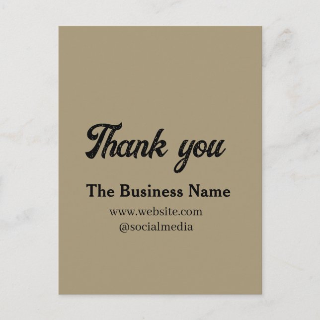 Simple thank you add business name details text  t postcard (Front)