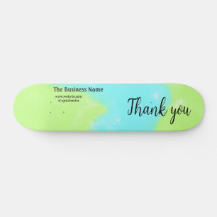 Simple thank you add business name details text t skateboard