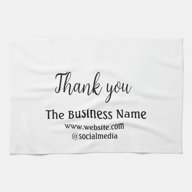 Simple thank you add business name details text  t tea towel (Horizontal)